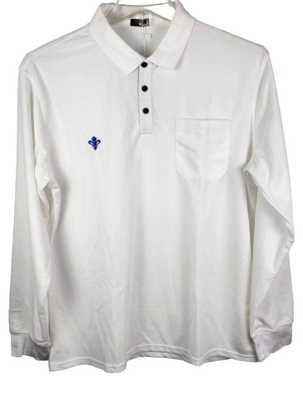 Coofandy Men Long Sleeve Shirt White Polyester Spandex Stretch XXL